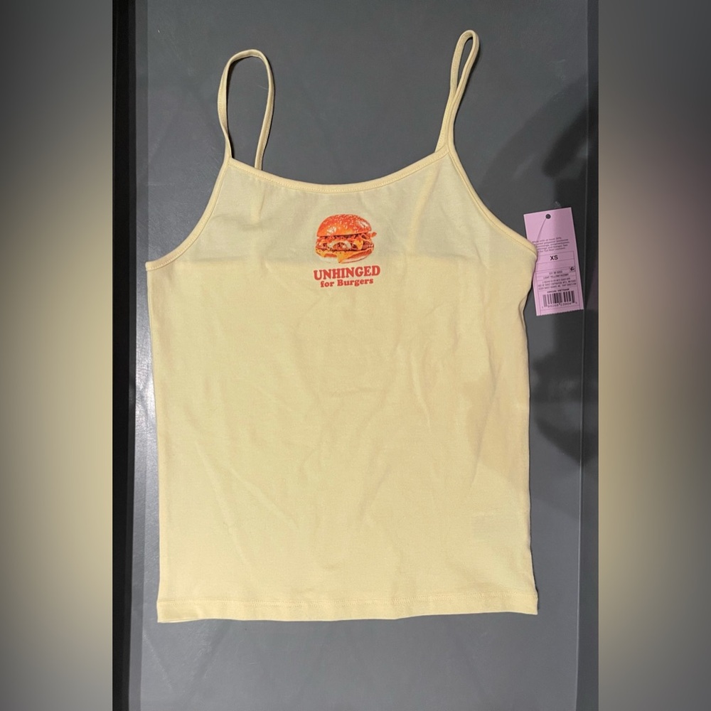 Wild Fable Women's Graphic Camisole Light Yellow Hamburger Size XS NWT